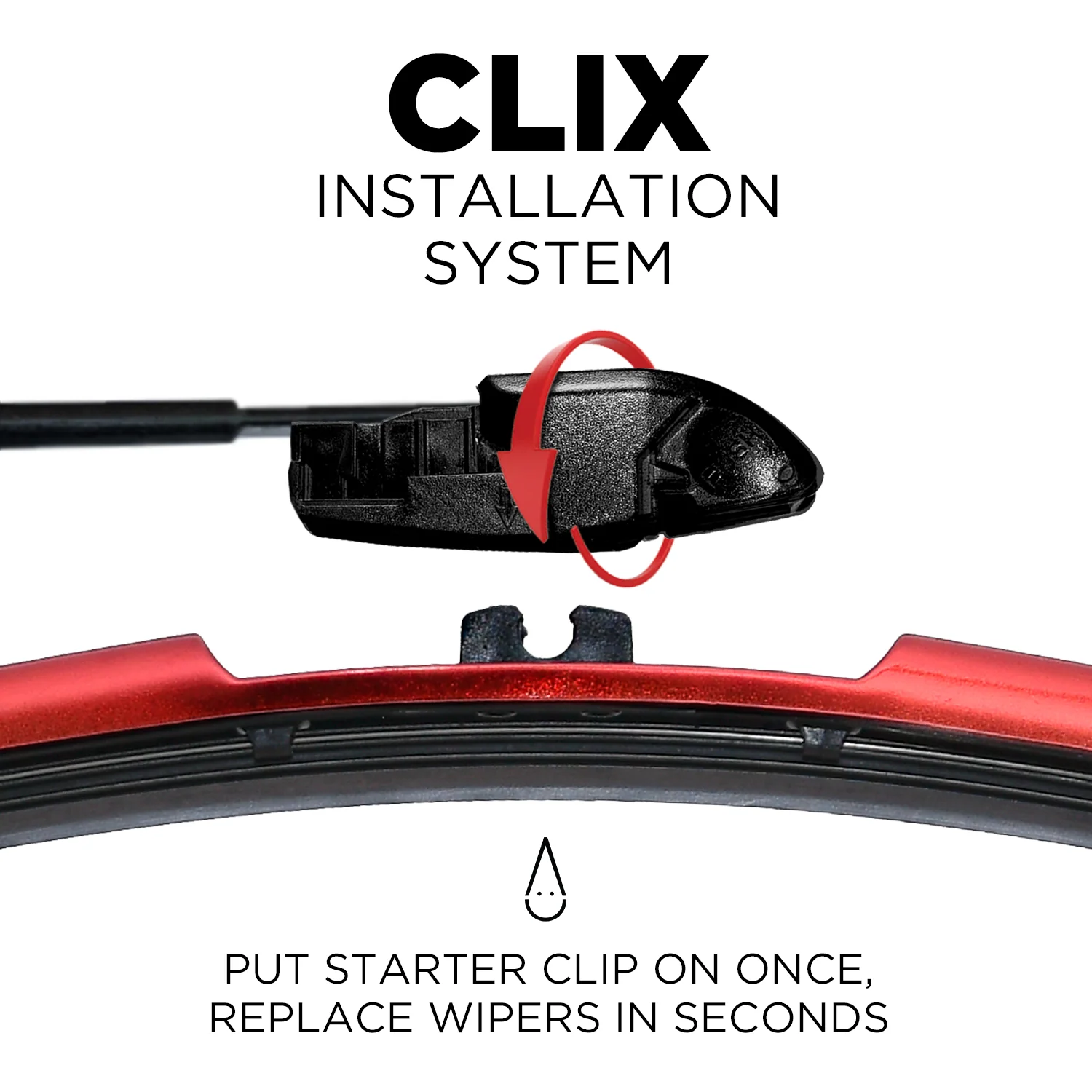 Red Chrome Single Front Wiper Blade - Image 3